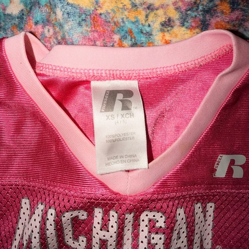 Michigan Wolverines Pink Russell Athletic Jersey Youth XS (4-5) #87 Girls